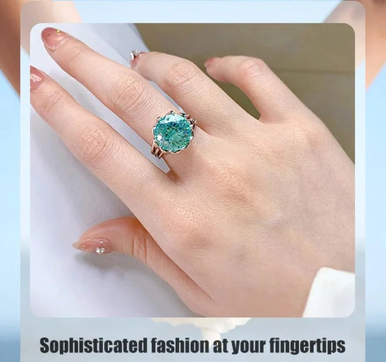 6 Carat Paraiba Blue-green Lotus  Zircon Ring-4
