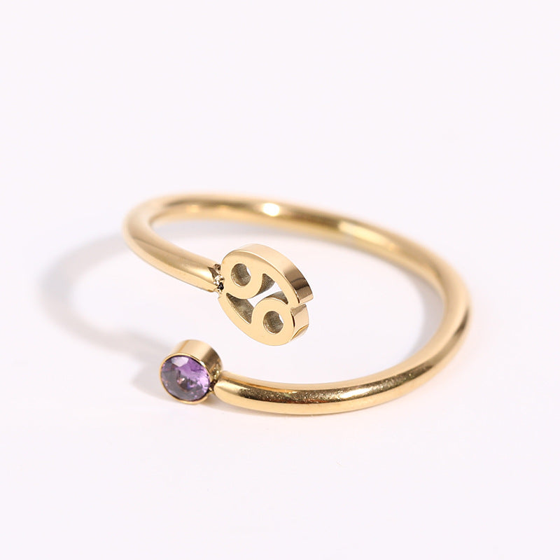 Simple Zircon 12 Constellations Ring-2