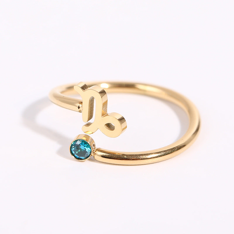 Simple Zircon 12 Constellations Ring-8