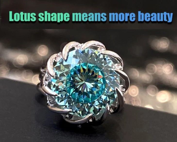 6 Carat Paraiba Blue-green Lotus  Zircon Ring-8