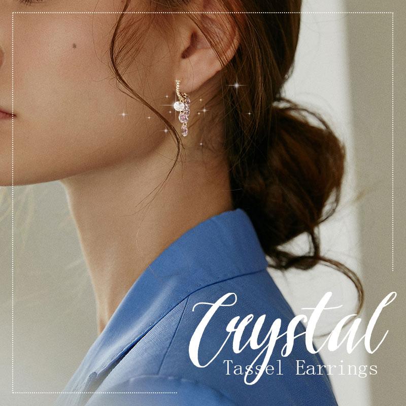 Crystal tassel earrings-1