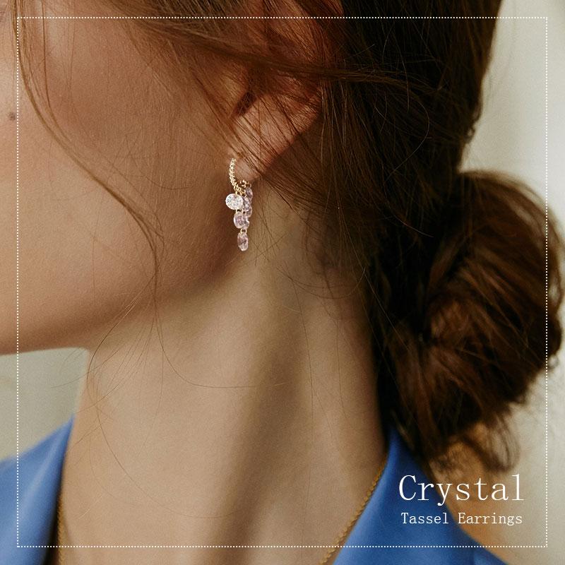 Crystal tassel earrings-4