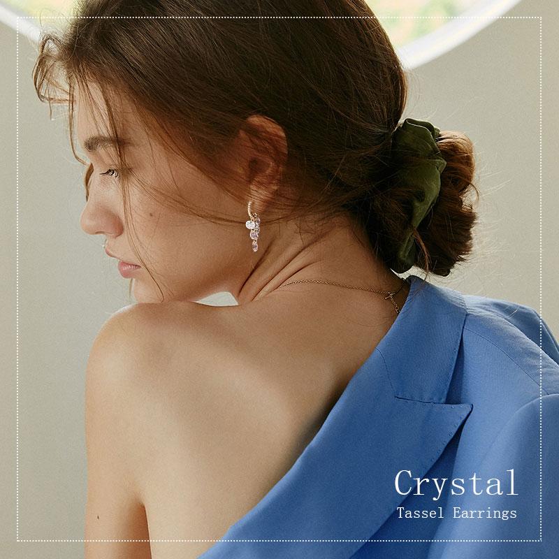 Crystal tassel earrings-3