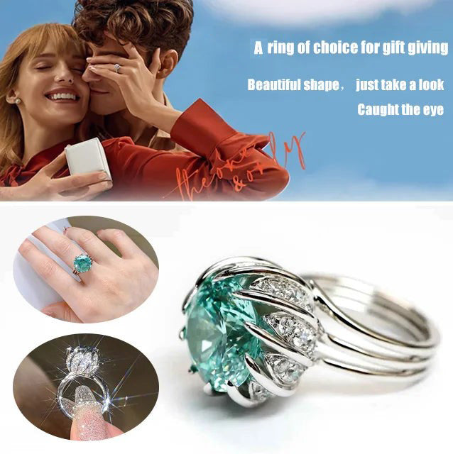 6 Carat Paraiba Blue-green Lotus  Zircon Ring-7