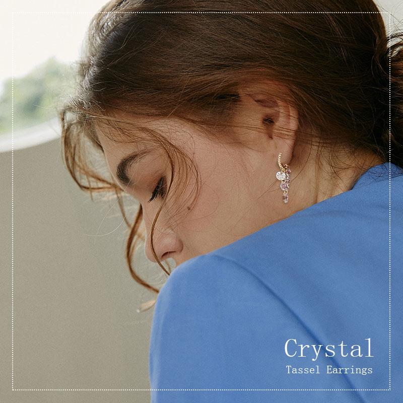 Crystal tassel earrings-2