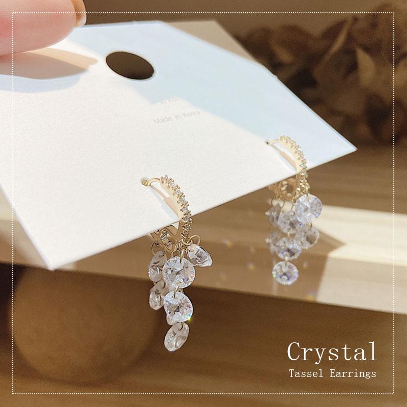 Crystal tassel earrings-7