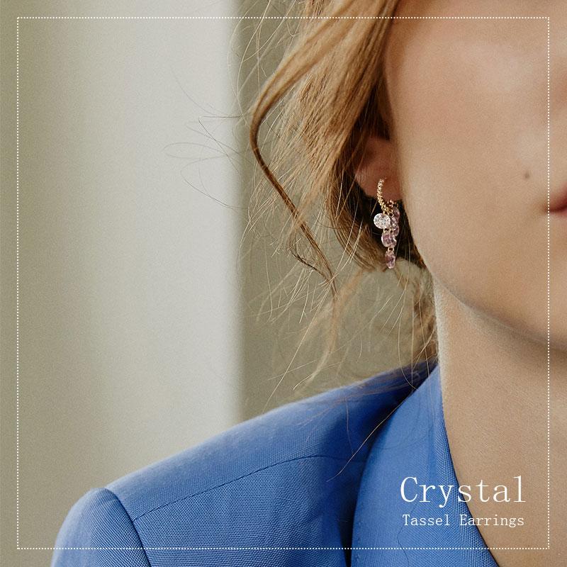 Crystal tassel earrings-8