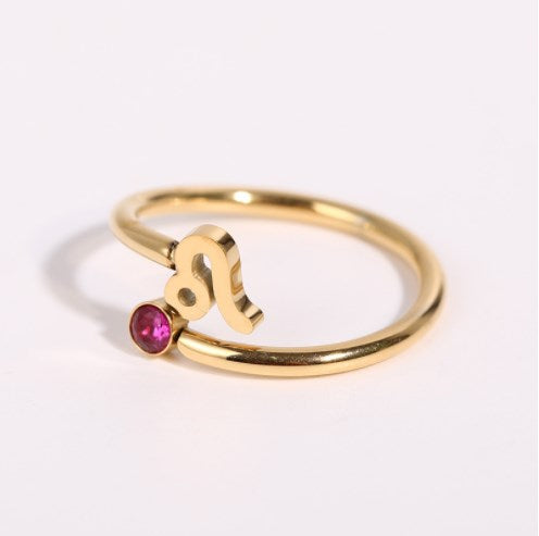 Simple Zircon 12 Constellations Ring-10