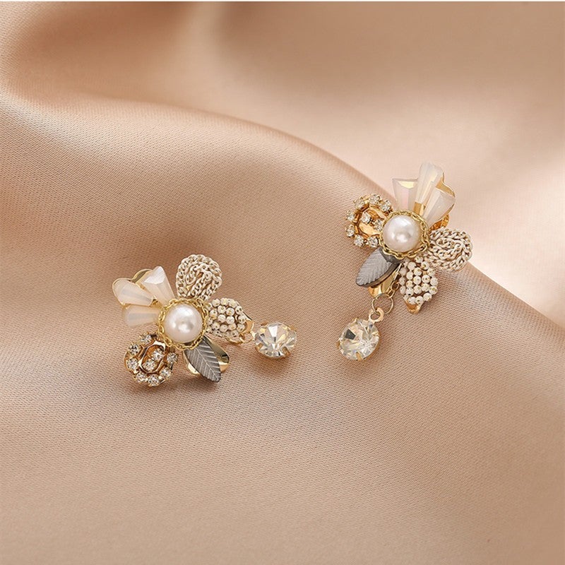 Peach Blossom Flower Tassel Drop Earrings Pearl Drop Stud Pave Crystal  Dangle Earrings Best Jewelry Gift for Girls on Valentine Day By KRUCKEL  7079161