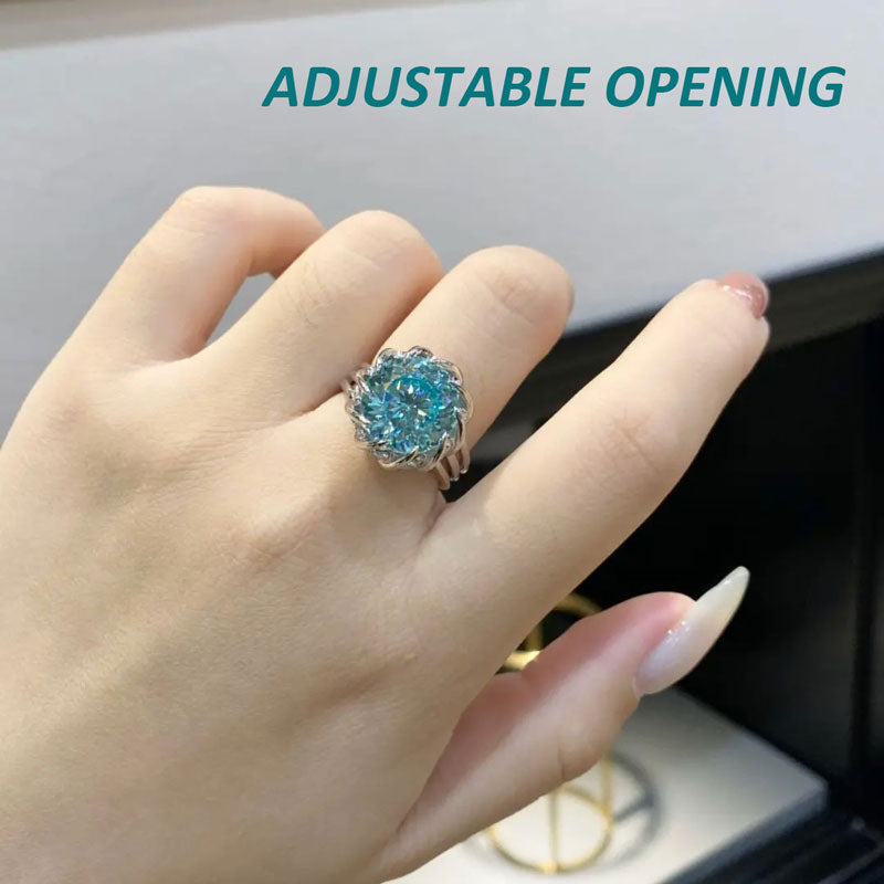 6 Carat Paraiba Blue-green Lotus  Zircon Ring-1