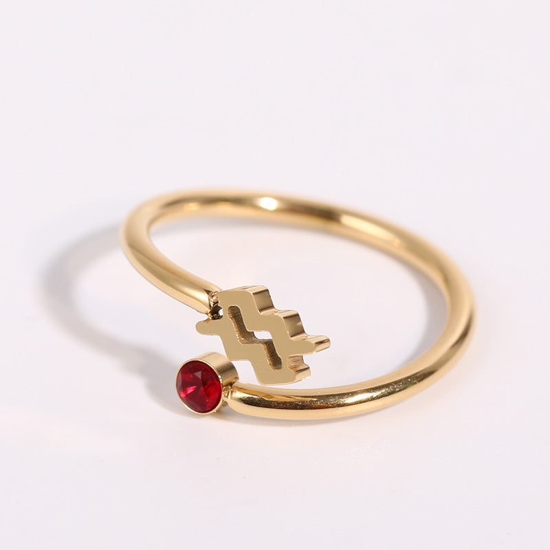 Simple Zircon 12 Constellations Ring