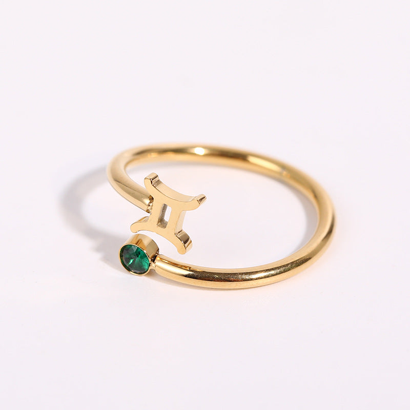 Simple Zircon 12 Constellations Ring-1