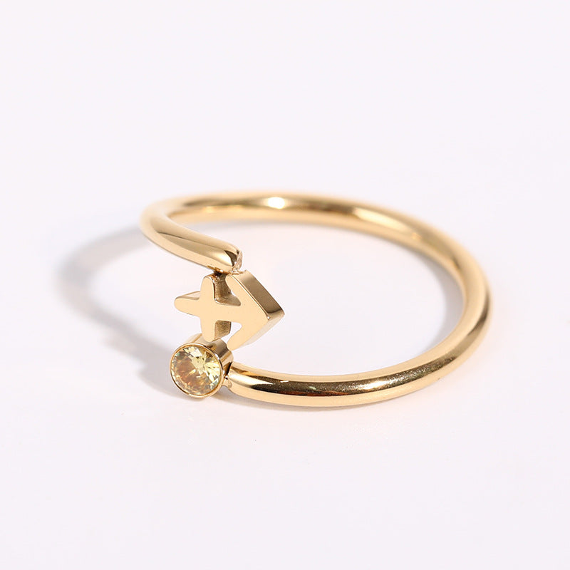 Simple Zircon 12 Constellations Ring-4