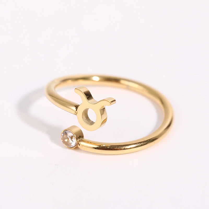 Simple Zircon 12 Constellations Ring-7