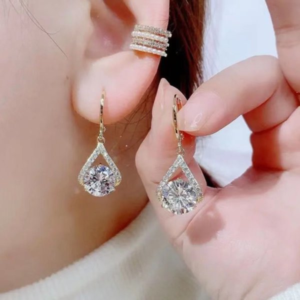 Super Sparkling Diamond Geometric Earrings-5