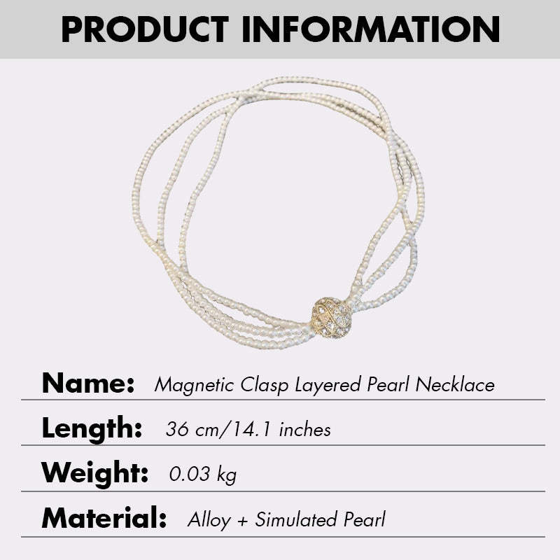 Magnetic Clasp Layered Pearl Necklace-7