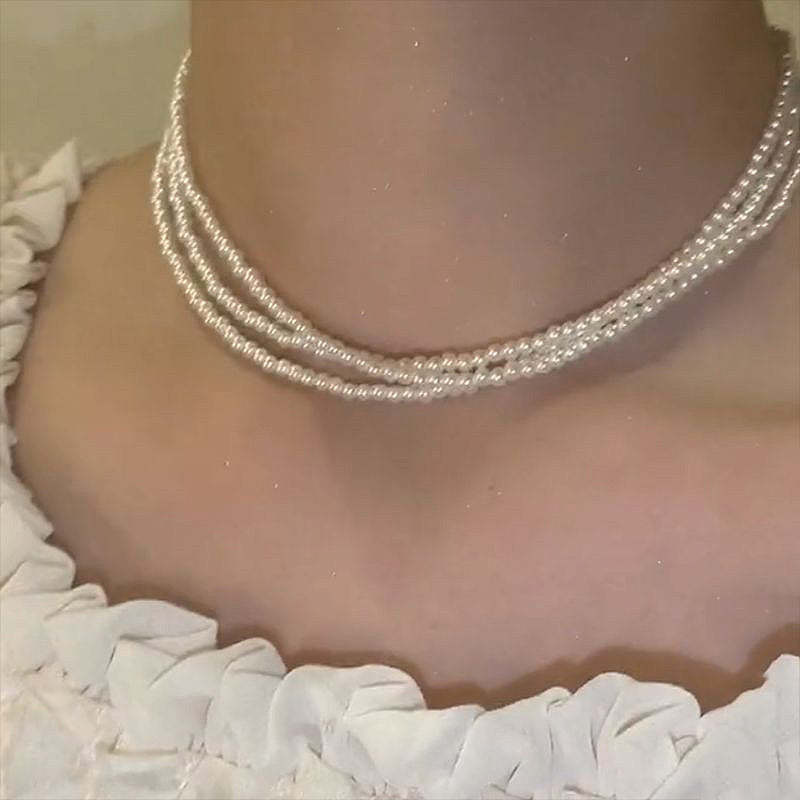 Magnetic Clasp Layered Pearl Necklace-2