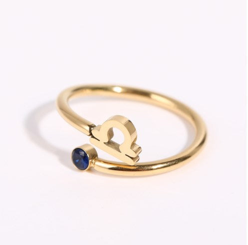 Simple Zircon 12 Constellations Ring-11