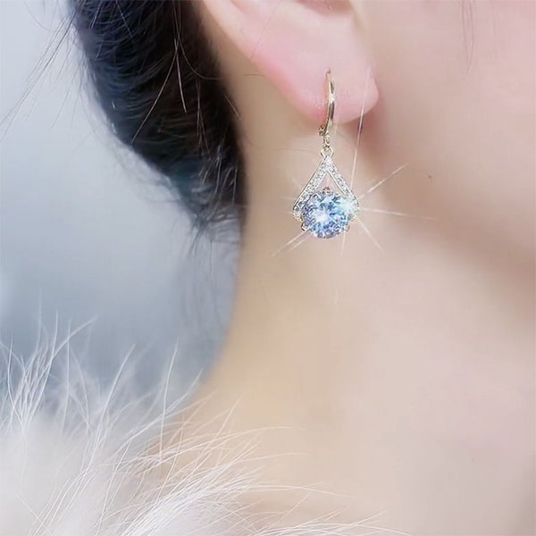 Super Sparkling Diamond Geometric Earrings-1