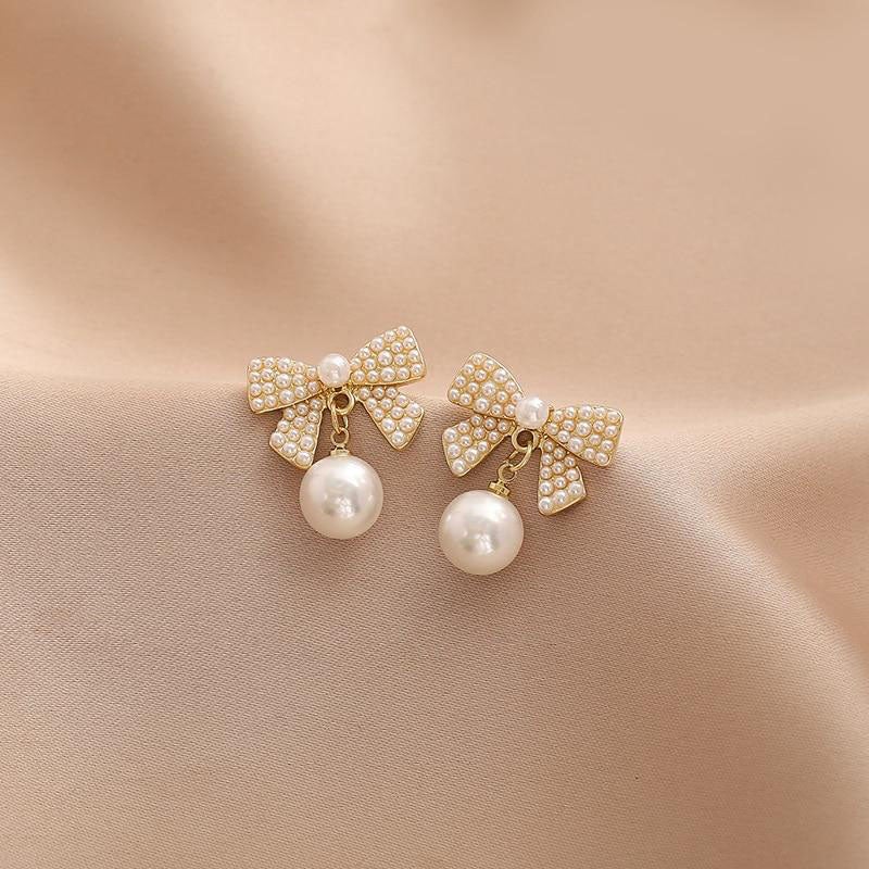 Mary Pearl Bow Earrings – elfangyshop